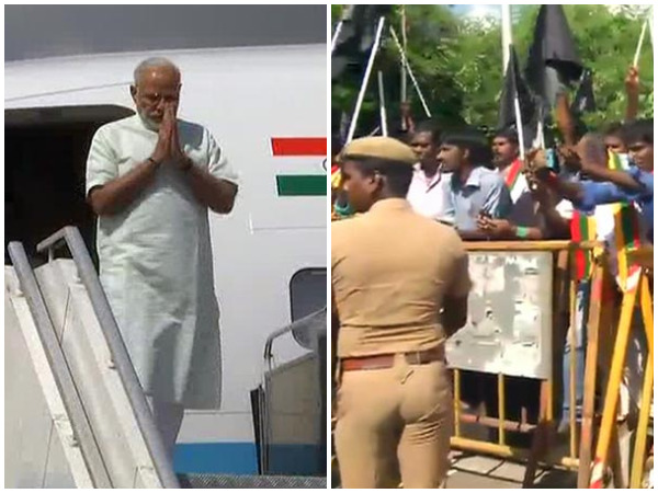 PM Modi arrives in Chennai amid black flag protests